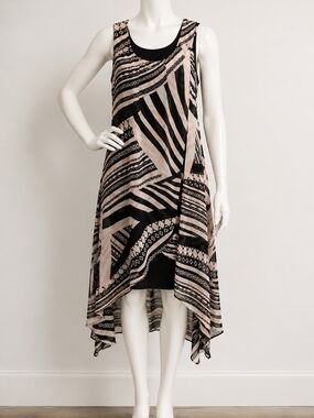 Joseph Ribkoff Sleeveless Abstract Print High Low Dress Size 10